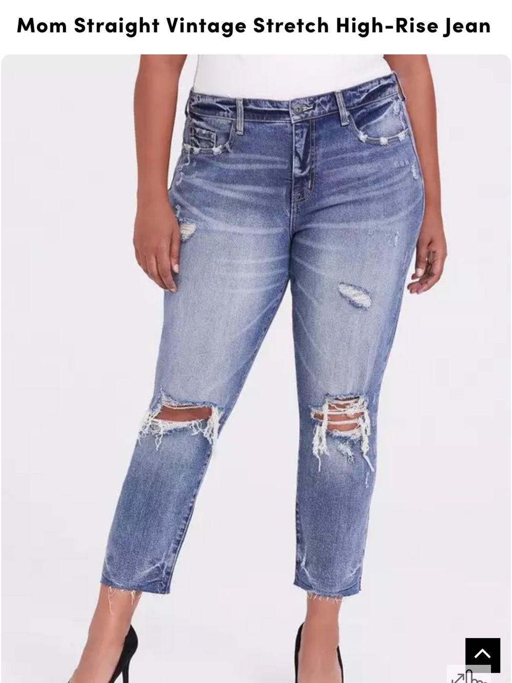 EUC Torrid Size 24R: High-Rise Mom Straight Distressed Jeans - Blue